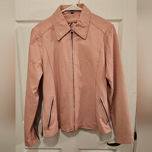 Vintage Leather Motorcycle Jacket - Pink
